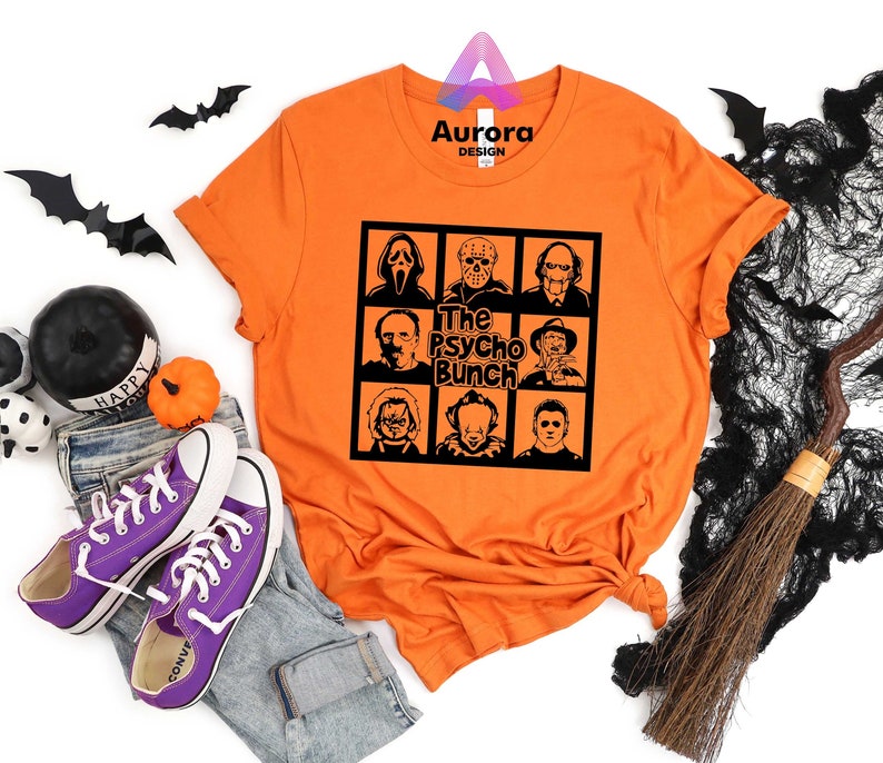 The Psycho Bunch T-shirt, Horror Movie Shirt, Halloween Shirt, Best Movie Characters Shirt, Halloween Gift Tee, Unisex Graphic T-shirts