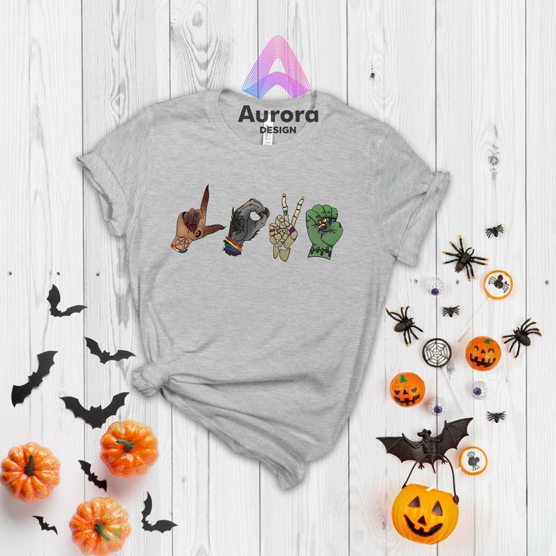 Love T-shirt, Spooky Halloween Shirts, Awareness Shirt, Sign Language Shirt, Happy Halloween Shirt, Fall Shirts, Pumpkin Shirt, LGBTQ Shirt