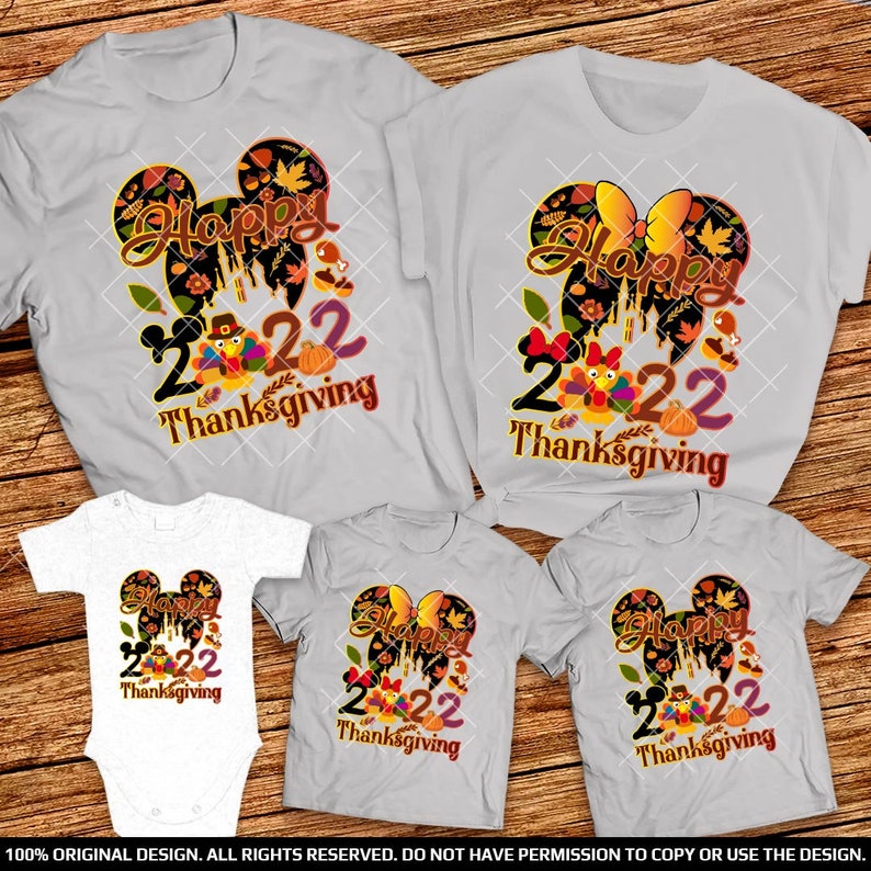 Happy Thanksgiving Mickey and Minnie Heads family shirts 2022 Disney World or Disneyland Thanksgiving Group shirts 2022 Turkey Matching Tees