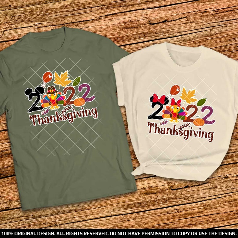 Disney Thanksgiving Couple shirts 2022 Disney World or Disneyland Thanksgiving Couple shirts 2022 Turkey Thanksgiving Disney Couple Tees