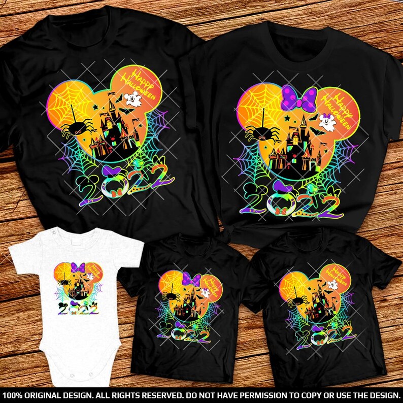 HAPPY Halloween Disney Family Shirts 2022 Disney halloween Group shirts 2022 Mickey and Minnie Halloween shirts Halloween Matching Shirts