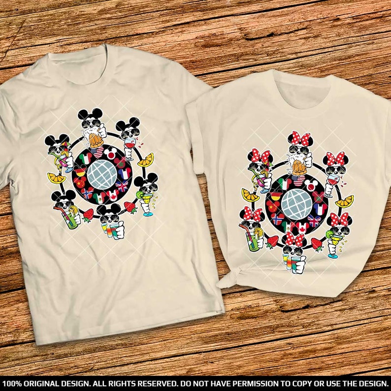Mickey and Minnie World Traveler Shirts Disney Drinking Adult Shirts 2022 Disney Epcot Adult Shirts Disney Drinking Men and Women shirts