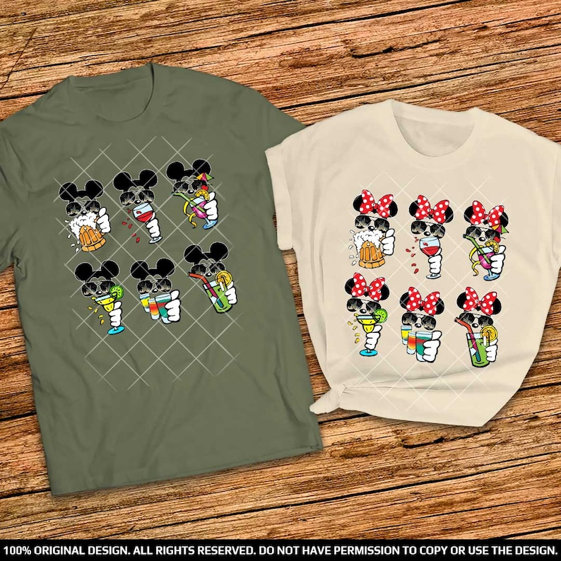 Mickey and Minnie Bar Couple Shirts, Drinking around the world Epcot shirts, Disney couple shirt, Drinking Bar Shirt, Disney matching shirts