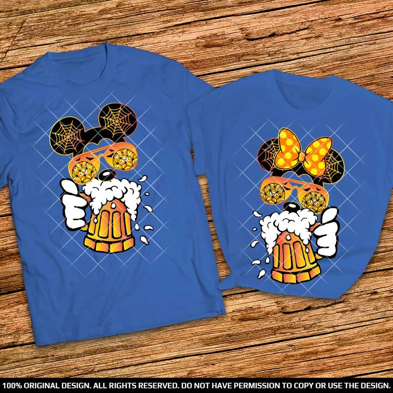 Disney Epcot Halloween Drinking Couple Shirts 2022 Disney Epcot Spiderweb Halloween Shirts 2022 Disney Matching Halloween Couple Shirts 2022