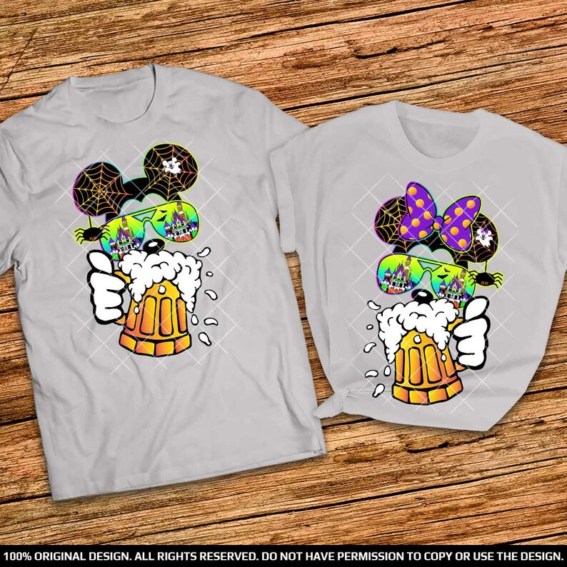 Mickey and Minnie Drinking Beers Epcot Halloween Couple Shirts Halloween Couple Shirts 2022 Halloween Matching Disney Shirts Halloween Tees