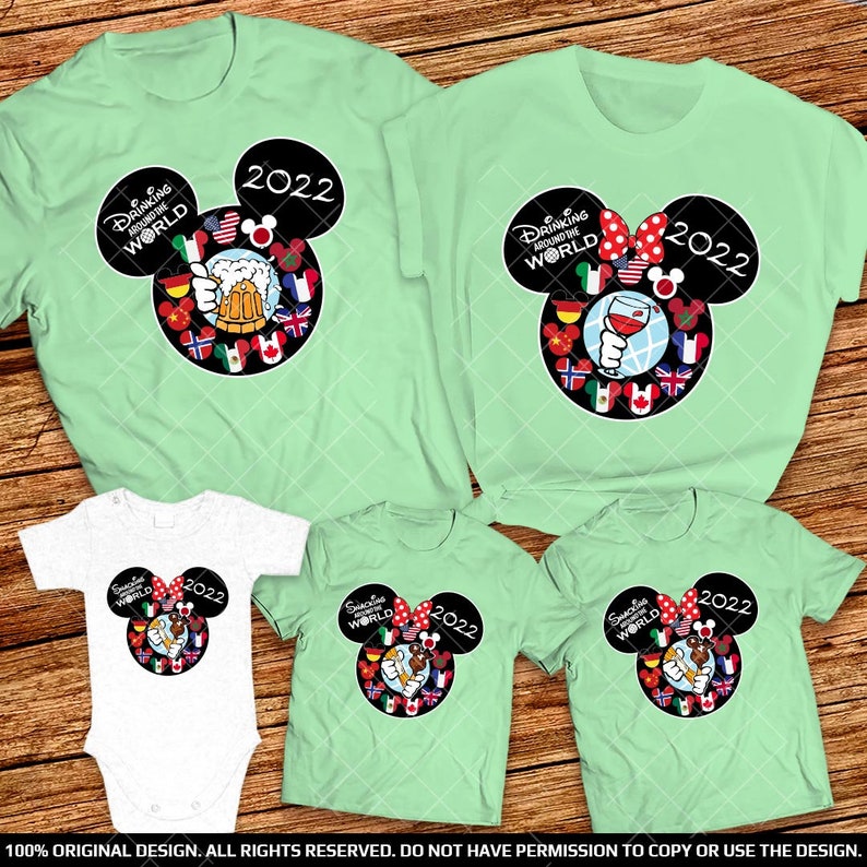 Epcot Countries Drinking and Snacking Around The World Group Shirts 2022 Epcot Family Shirts 2022 Epcot Disney Family Shirts Beer and Wine
