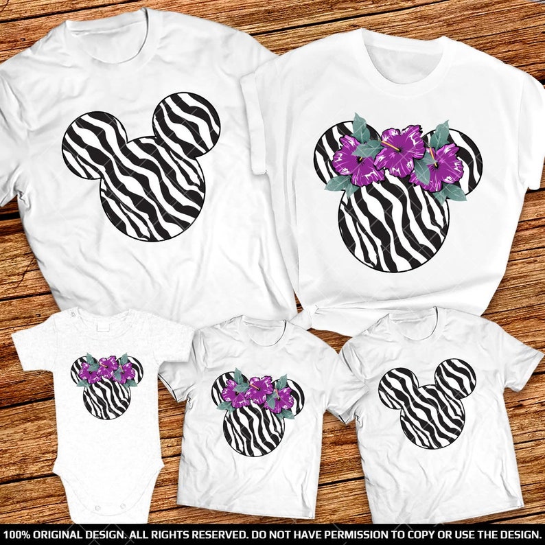 Mickey and Minnie head Zebra print Family Shirts Animal Kingdom Theme Park family shirts Safari Adventure Group Shirts Safari Mode Shirts