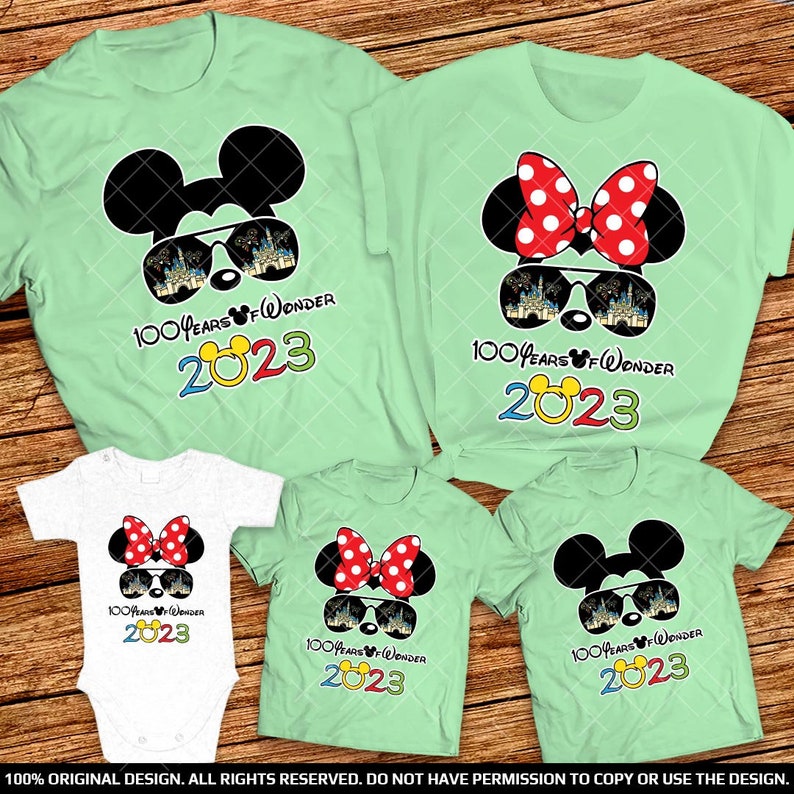 Disney 100 Years of Wonder Mickey and Minnie Family Vacation Shirts 2023 Matching Disney Shirts 2023 Family shirts 2023 Disney Group Shirts