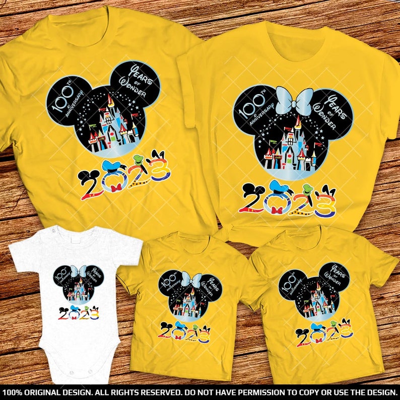 2023 Disney Parks in Celebration of 100 Years of Wonder Family Shirts D23 100th Anniversary Years of Wonder shirts Matching Group Shirts