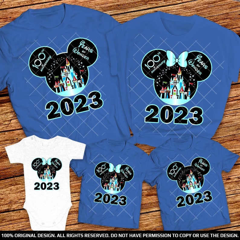 D23 100th Years of Wonder Mickey and Minnie heads shirts 2023 Matching Family Trip Shirts 2023 Personalized Family Vacation shirts 2023
