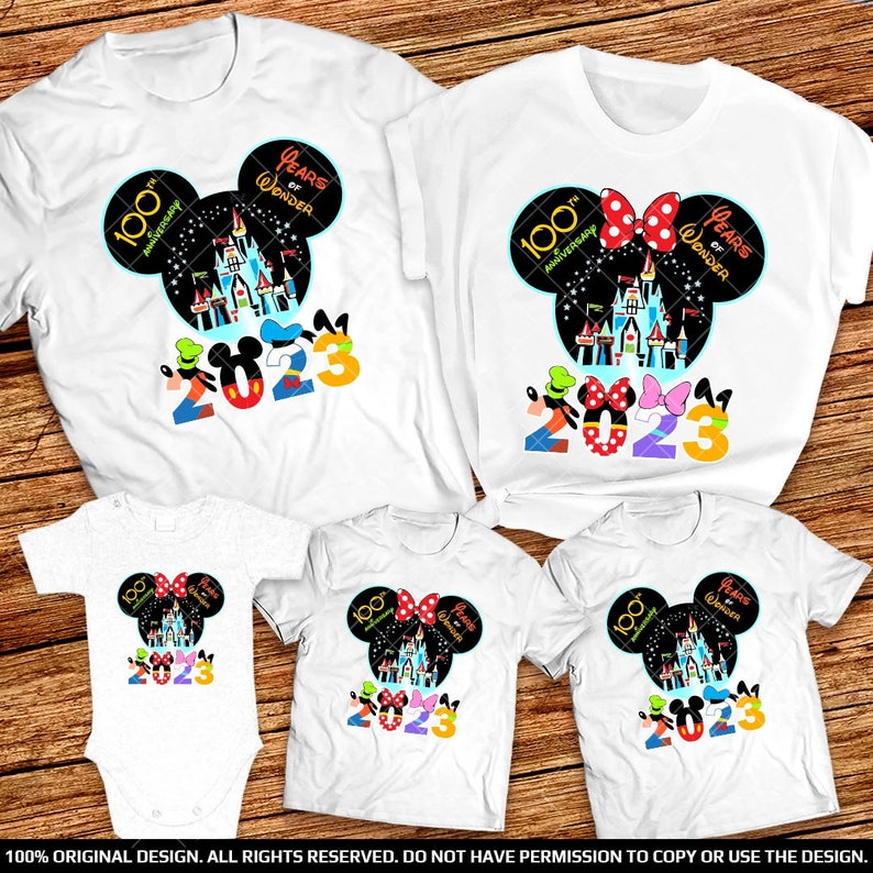D23 100th Anniversary Years of Wonder Mickey and Minnie heads shirts Matching Family Trip Shirts 2023 Custom Family Vacation shirts 2023