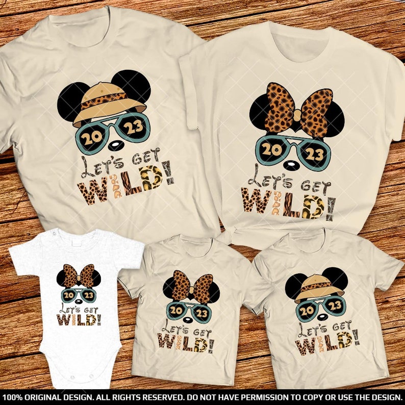 2023 Mickey and Minnie Animal Kingdom T-Shirts Safari Mode Mommy Daddy and Kids Custom Disney T-Shirts 2023 Disney World Personalized Shirts