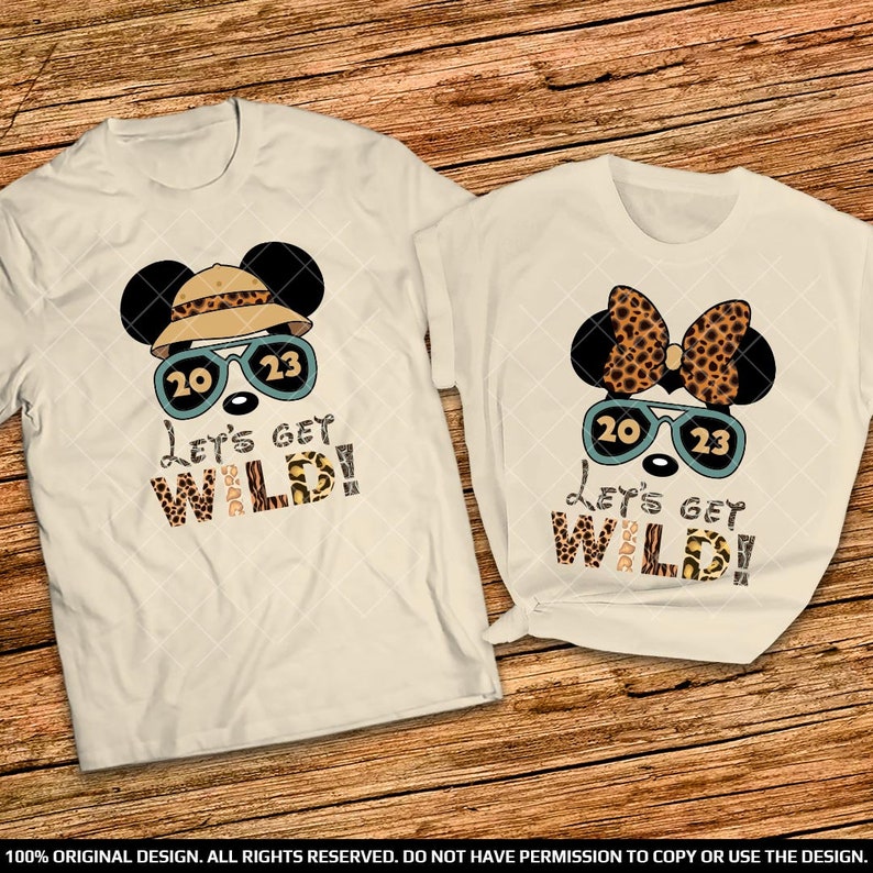 Animal Kingdom Lets Get Wild Couple Shirts 2023 Disney Theme Park Couple Shirts 2023 Mickey and Minnie Safari Shirts Safari Trip Shirts 2023