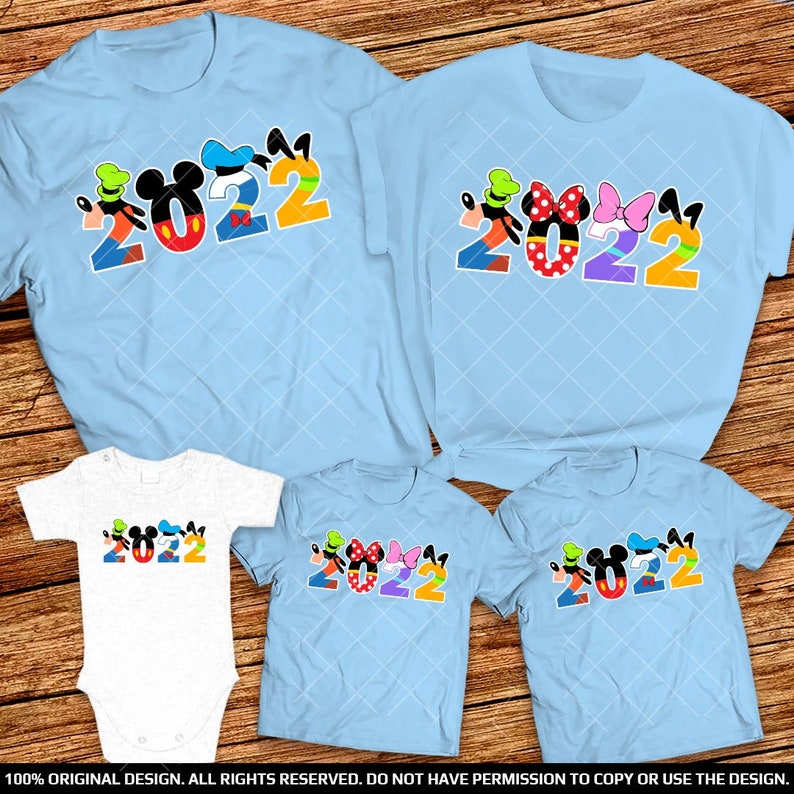 BLUE Disney Group Shirts Goofy Mickey and Minnie Mouse Donald and Daisy Duck Pluto 2022 Disneyworld or Disneyland Family Trip Shirts 2022
