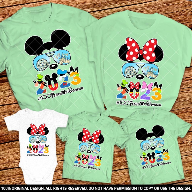 100th anniversary of The Walt Disney Company Shirts, D23 Family Shirts, Disney 100 Years of Wonder Family Shirts, Mickey and Minnie Shirts