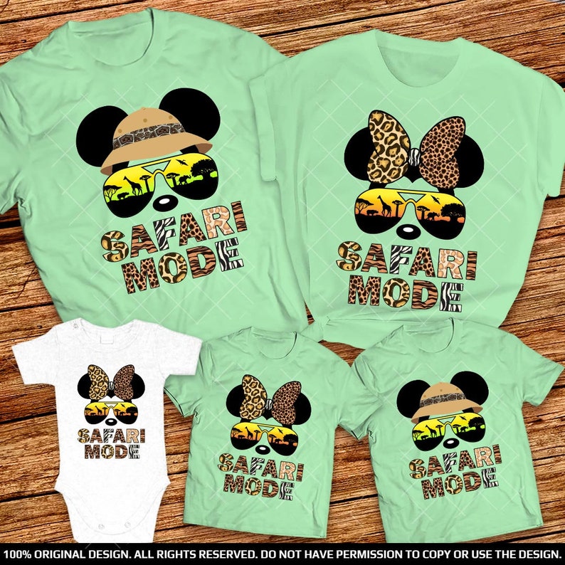 Disney Safari Мode Family shirts Animal Kingdom Matching family shirts Safari Mode Mickey and Minnie family shirts Safari Mode Group Shirts