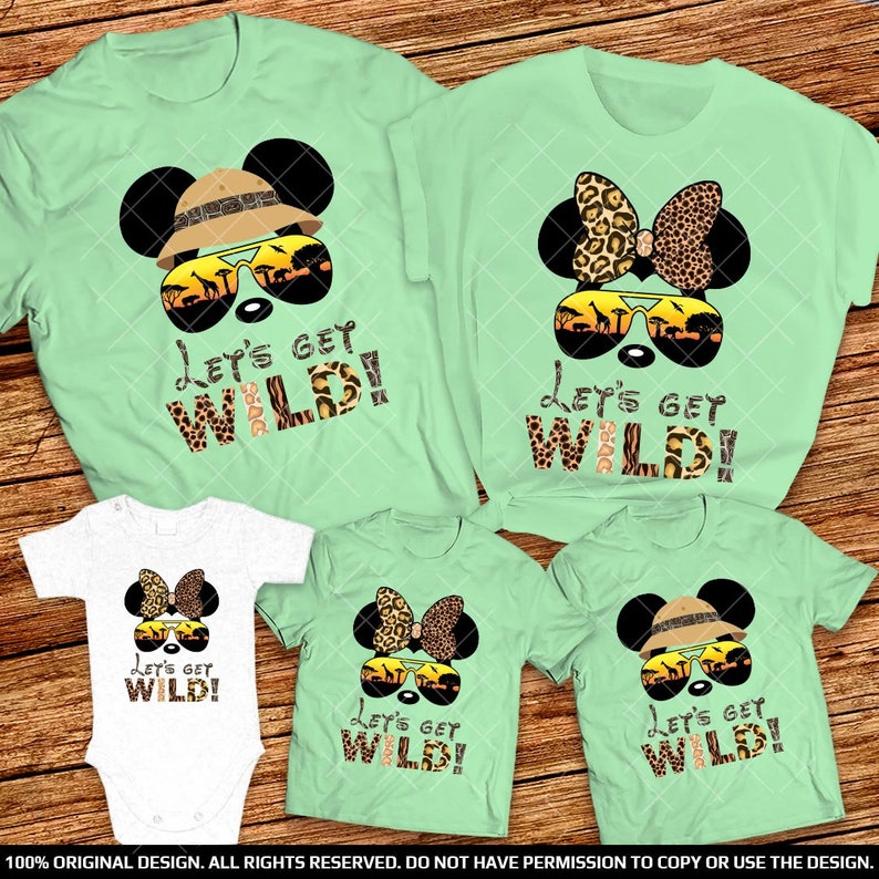 Lets Get Wild Disney Family Shirts, Animal Kingdom Theme Park family Shirts, Safari Adventure Mickey and Minnie Shirts, Safari Trip shirt