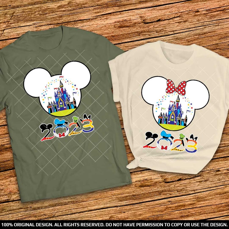 Personalized Disneyland or Disneyworld Couple Shirts 2023 Mickey and Minnie heads shirts 2023 Couple Shirts 2023 Matching Disney shirts 2023