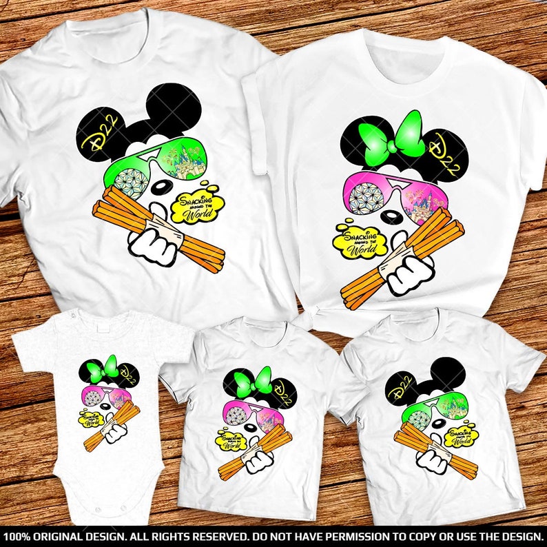 Trendy Mickey and Minnie Eating Churro Shirts Snacking around the world Epcot Disney shirts Eating around the world Epcot family shirts 2022