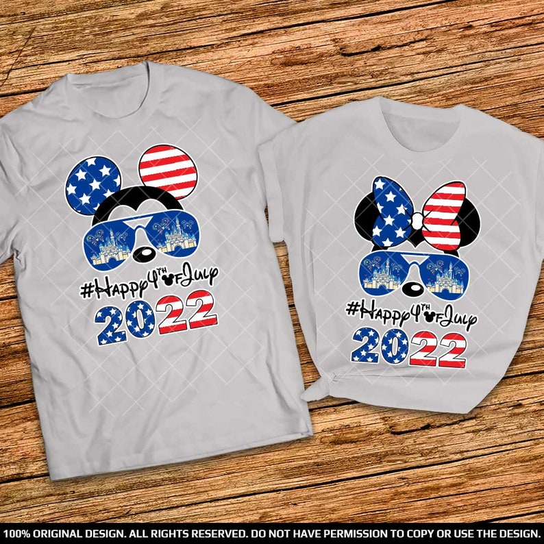 Happy 4th of July Mickey and Minnie Couple Shirts 2022 Disney 4th of July American Flag Couple Shirts Independance day Matching Couple Tees
