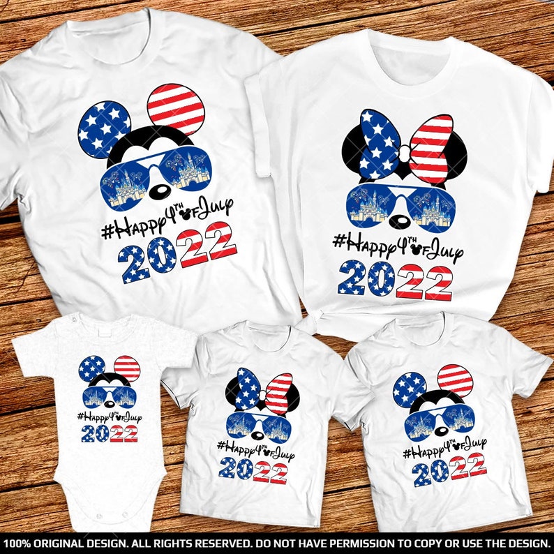 Disney 4th of July Shirts Happy 4th of July American Flag Mickey and Minnie Family Shirts 2022 Disney World Independance day Matching Shirts