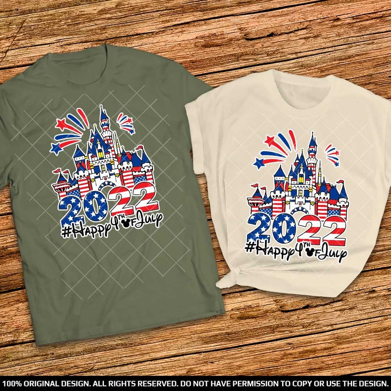 Disney Castle 4th of July Family Shirts 4th of July American Flag Mickey and Minnie Patriotic Couple Shirts 2022 Disney Independance Day Tee