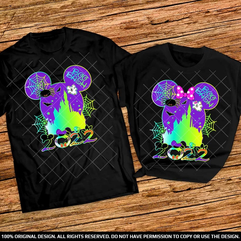 Purple BOO BASH party Disney After Hours halloween Couple shirts 2022 Mickey and Minnie Not So scary halloween shirt Halloween disney shirts