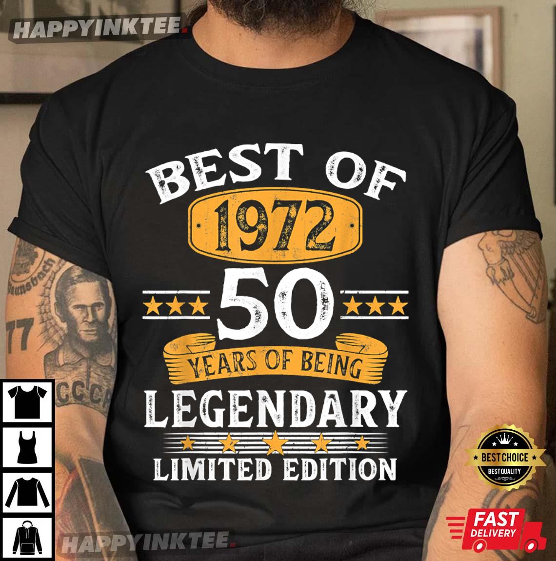 50th Birthday Best Of 1972 50 Years Old Gifts T-Shirt