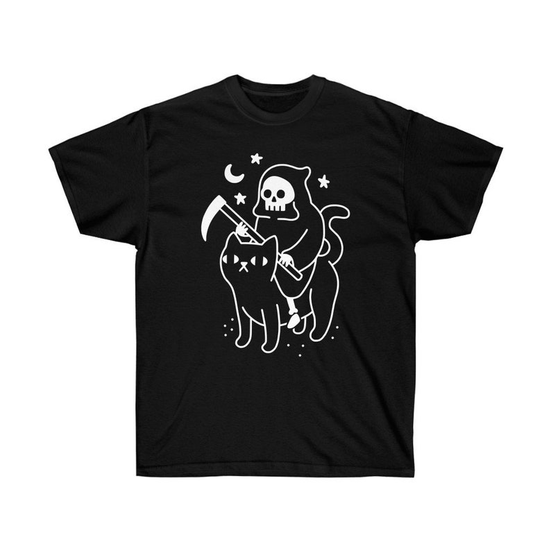 Death Rides A Black Cat Classic T-Shirt , Gift for Halloween, Unisex Ultra Cotton Tee