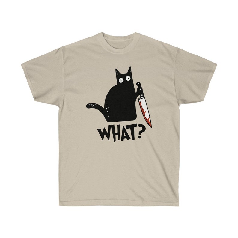 Cat What Murderous Black Cat With Knife Gift Premium T-Shirt Classic T-Shirt , Gift for Halloween, Unisex Ultra Cotton Tee