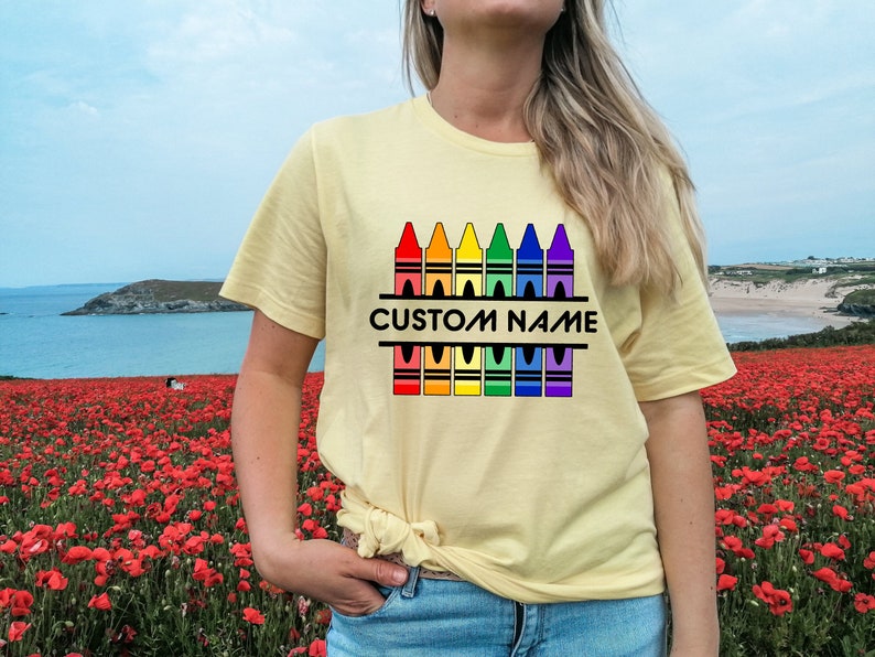 Custom Crayons T-shirt,  Custom Teacher Shirt, Teacher Appreciation Shirt, Cute Teacher Shirt, Custom Student Shirt, Cool Teacher Gift