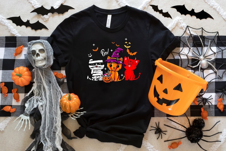 Cat Family Halloween Shirt, Cat  Halloween Shirt, Funny Halloween T-Shirt, Gift For Cat, Pumpkin Shirt, Halloween Gift, Cat Lovers Shirt
