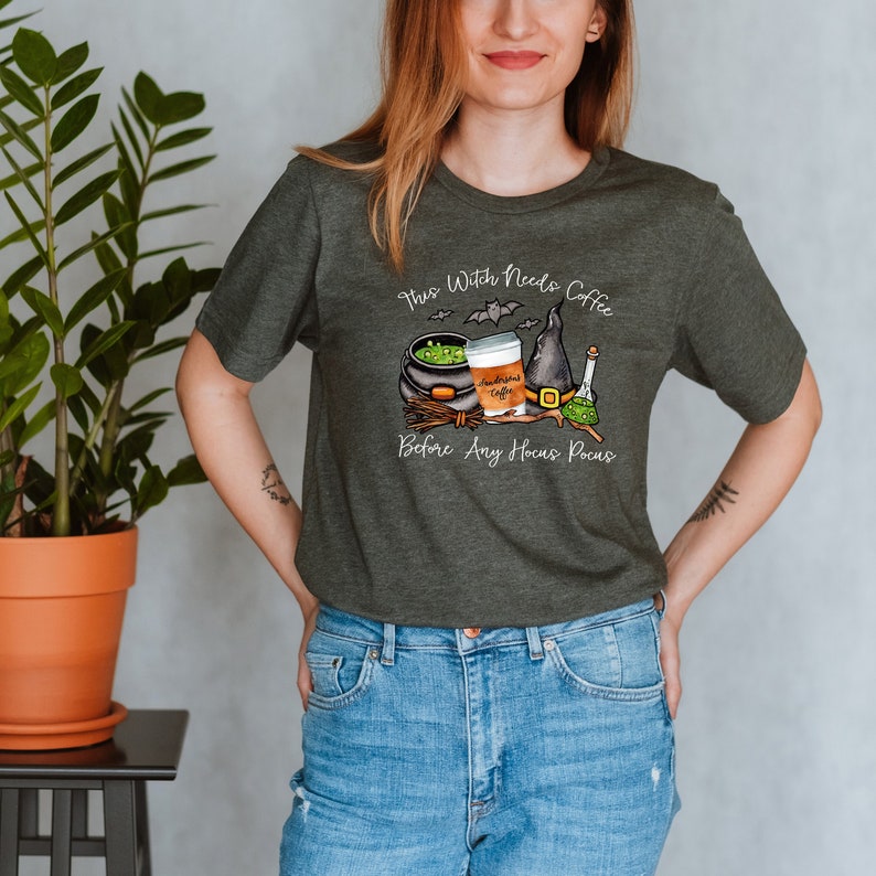 This Witch Needs Coffee Before Any Hocus Pocus Shirt,, Funny Halloween Shirt, Halloween Shirt, Hocus Pocus Shirt, Witch Shirt, Halloween Fun