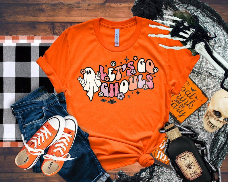 Let's Go Ghouls T-Shirt, Halloween Theme Shirt for Women, Halloween T-Shirts, Cute Halloween T-Shirts, Funny Halloween Shirt,Halloween Vibes