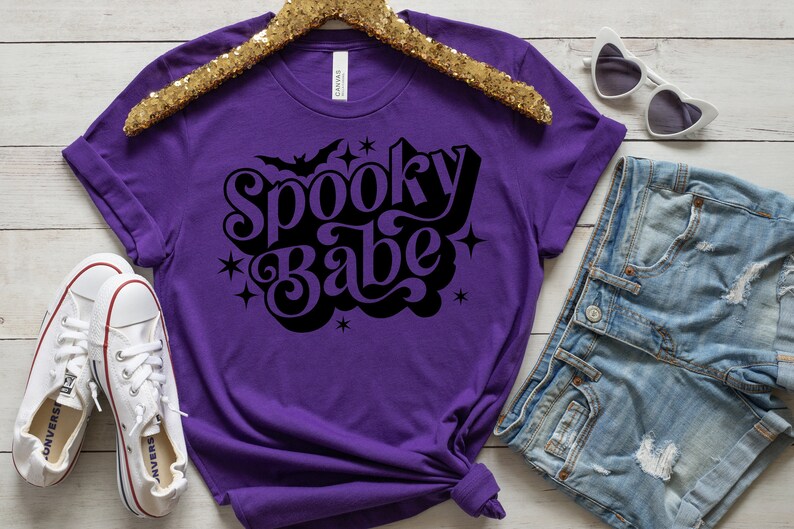 Spooky Babe T-Shirt, Halloween Theme Shirt for Women, Halloween T-Shirts, Cute Halloween T-Shirts, Frankenstein Shirt,Halloween Vibes