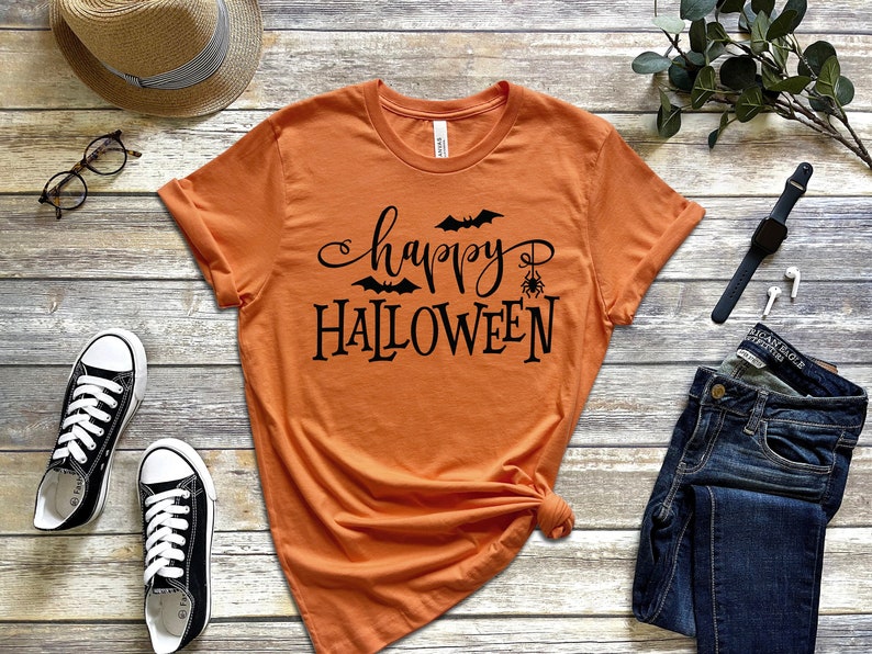 Happy Halloween T-Shirt, Halloween Theme Shirt for Women, Halloween T-Shirts, Cute Halloween T-Shirts, Frankenstein Shirt,Halloween Vibes