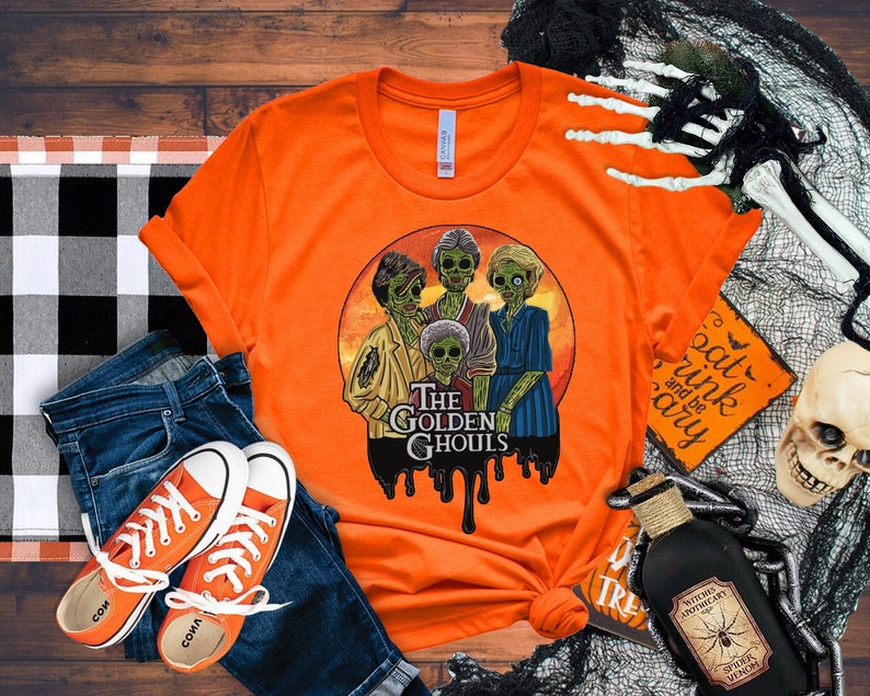 The Golden Ghouls Cute Shirt, Halloween Theme Shirt for Women, Halloween T-Shirts, Cute Teacher Halloween T-Shirts, Fall Shirts