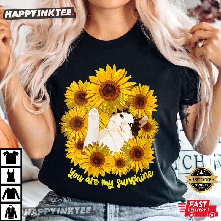 Cat Sunflower Funny T-Shirt