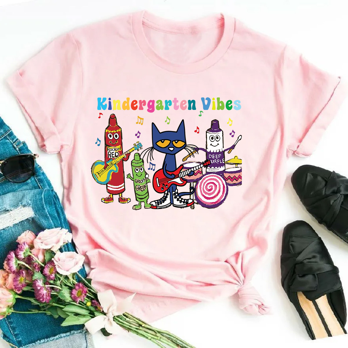 Back to School Pete the cat shirt, Personalized Kindergarten Vibes Back to School Kids Shirt, Monogram Pencil Shirt, pete the cat shirt