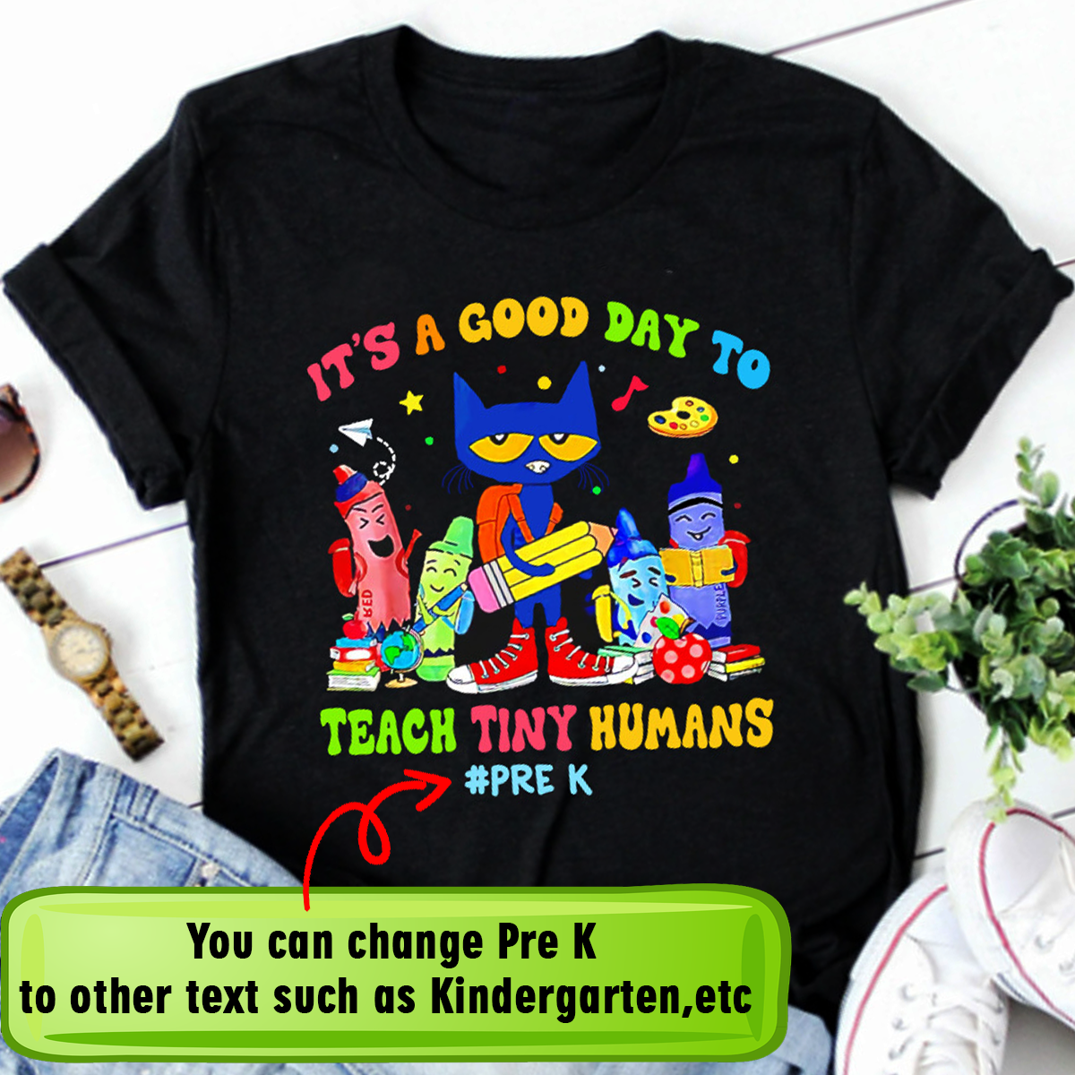 Its A Good Day To Teach Tiny Humans Pete The Cat T-shirt, Back To School Shirt, Crayon Teacher Team Shirt, Blue Cat Shirt,Preschool Teacher