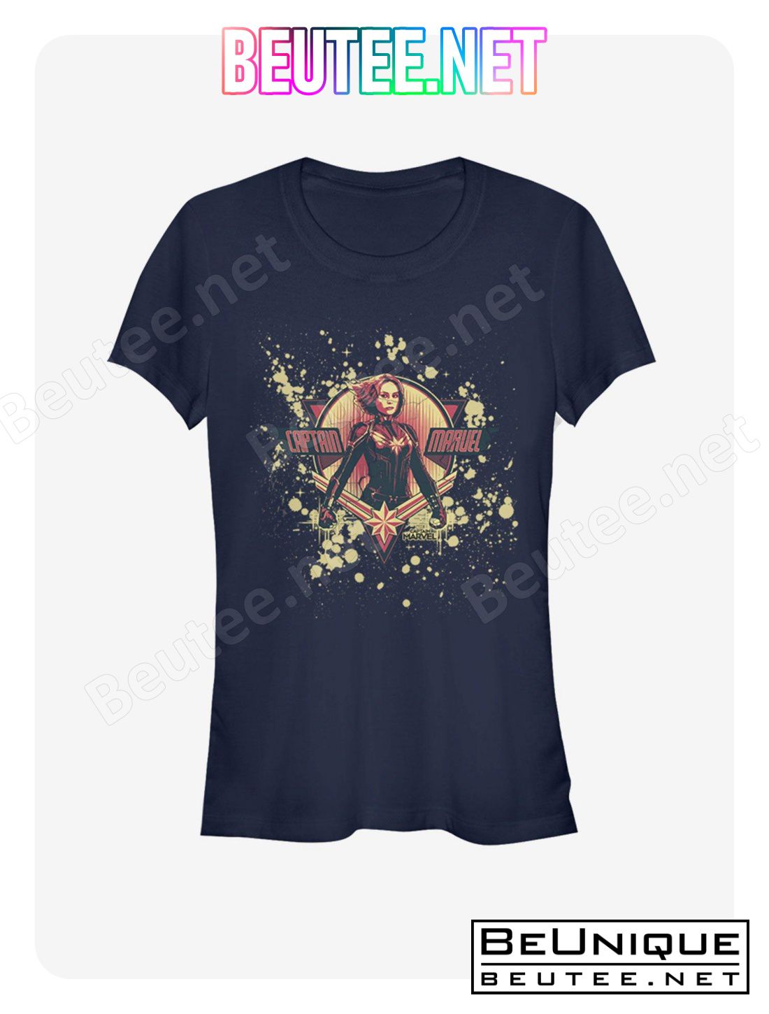 Marvel Captain Marvel Splatter Logo T-Shirt, Hoodie, Long Sleeve