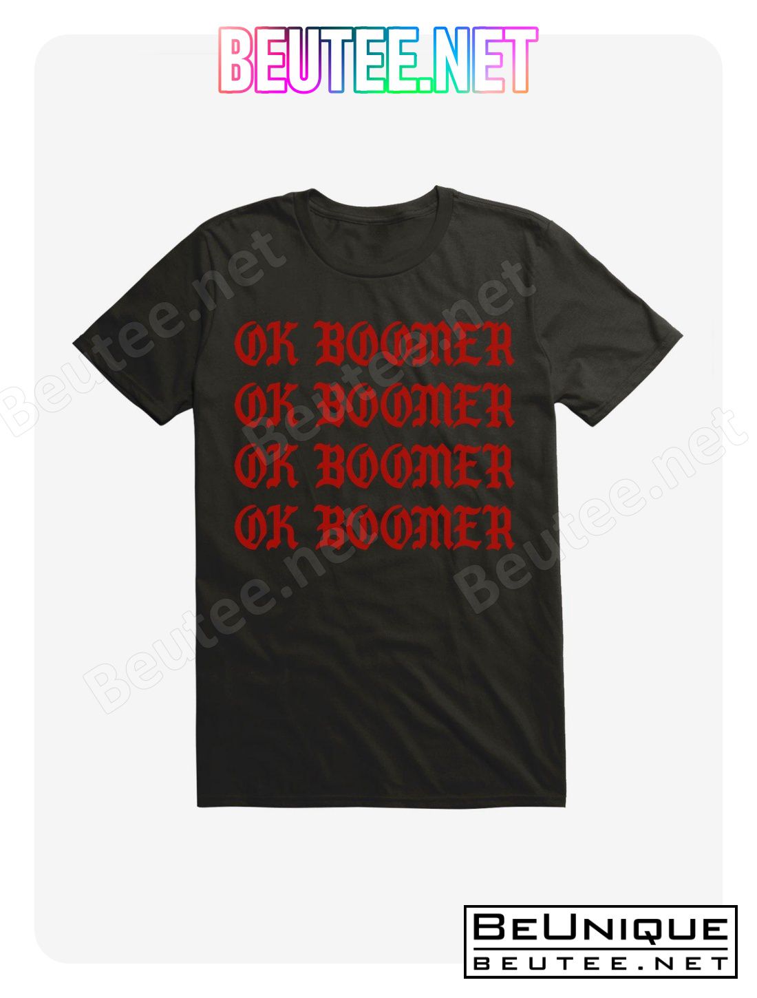 OK Boomer Old English Font T-Shirt, Sweatshirt, V-neck