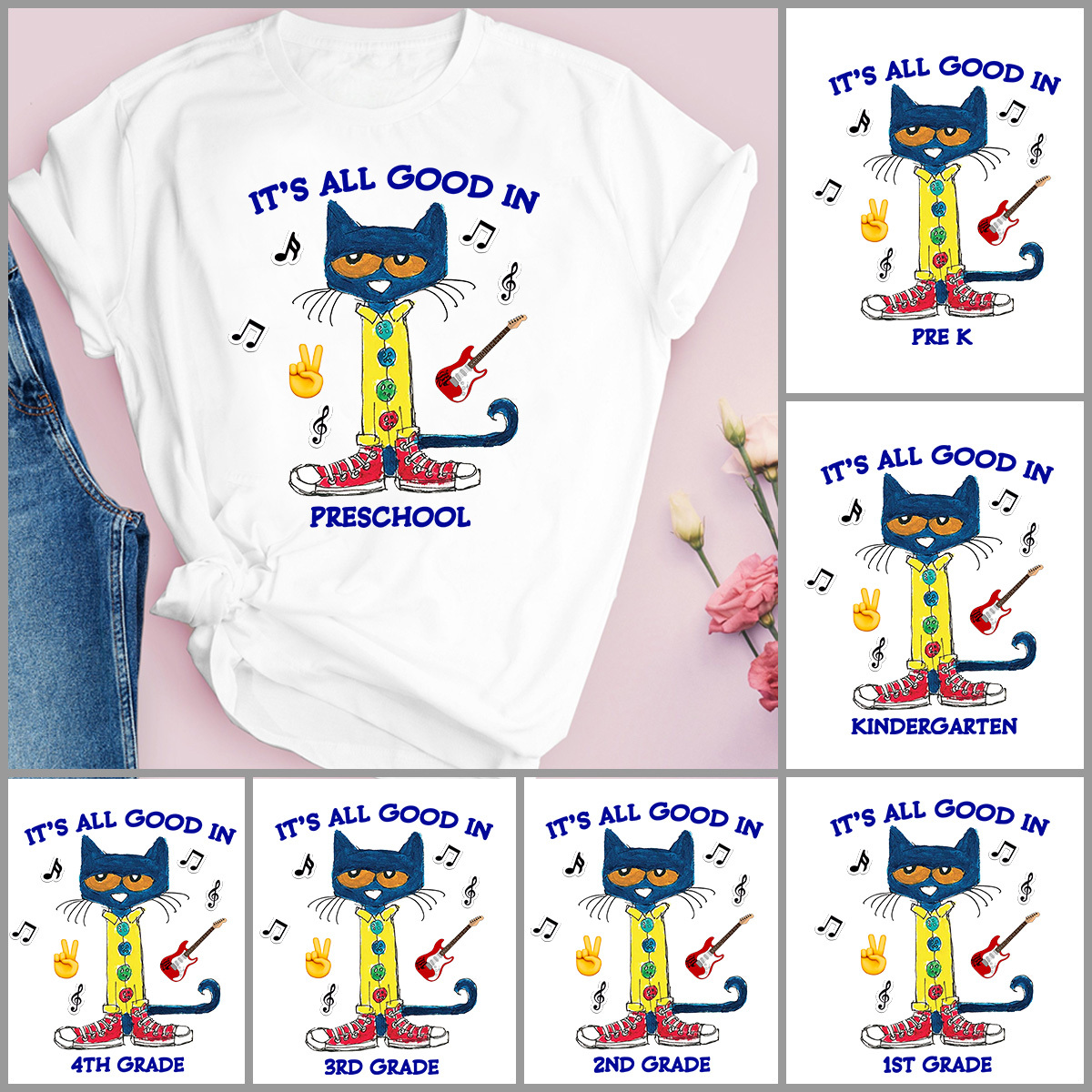 Custom Pete the cat Its all good in Preschool Shirt, Pete The Cat Teacher Shirt, Back To School shirt, Teacher Life Shirt