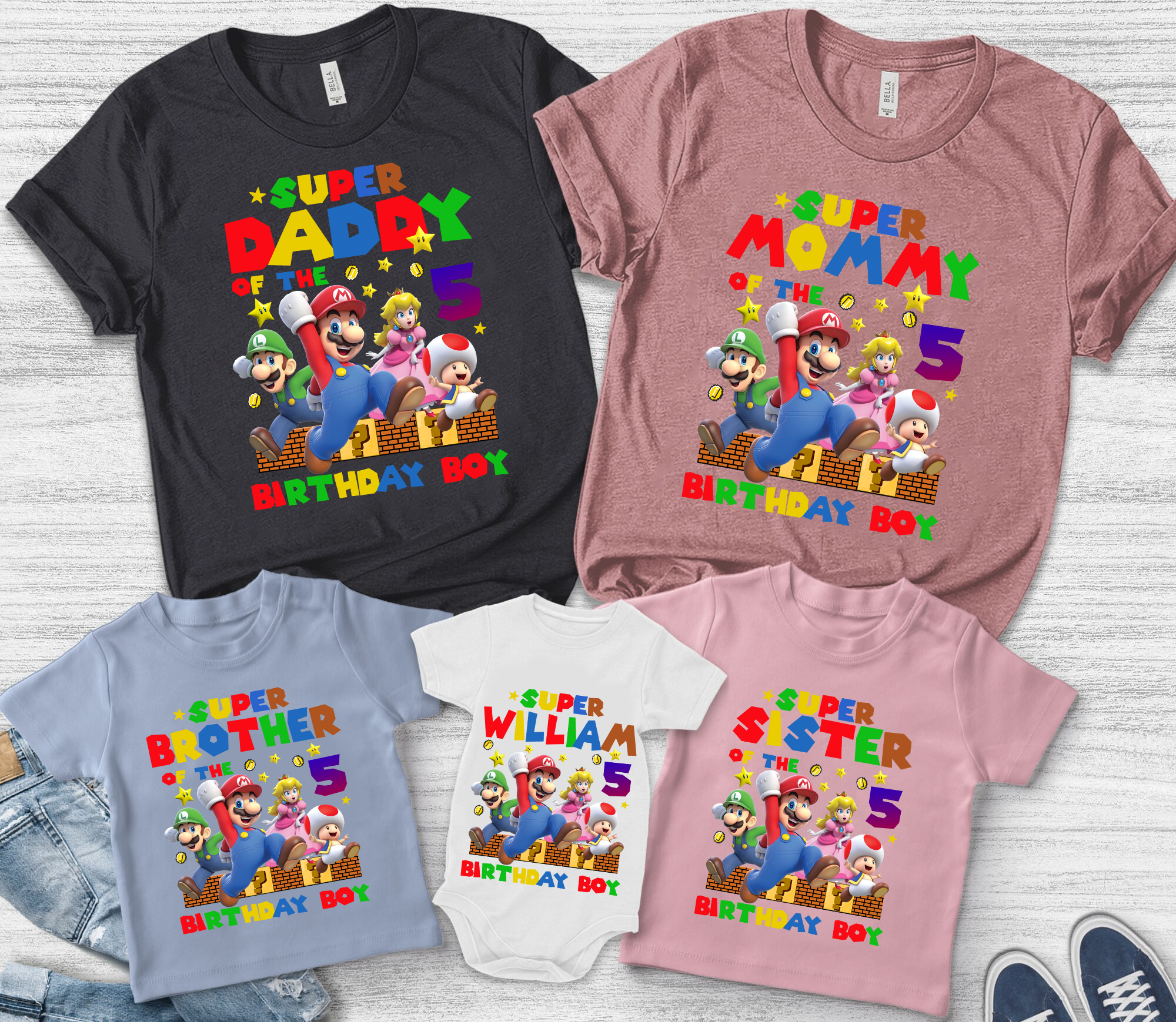 Personalized Super Mario Birthday Shirts. Super Mario Birthday Shirts, Mario Birthday Shirts