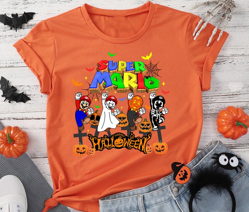 Super Mario Halloween Family shirt, Personalized Super Mario Shirt, Happy Halloween Mario shirt, superhero halloween shirt