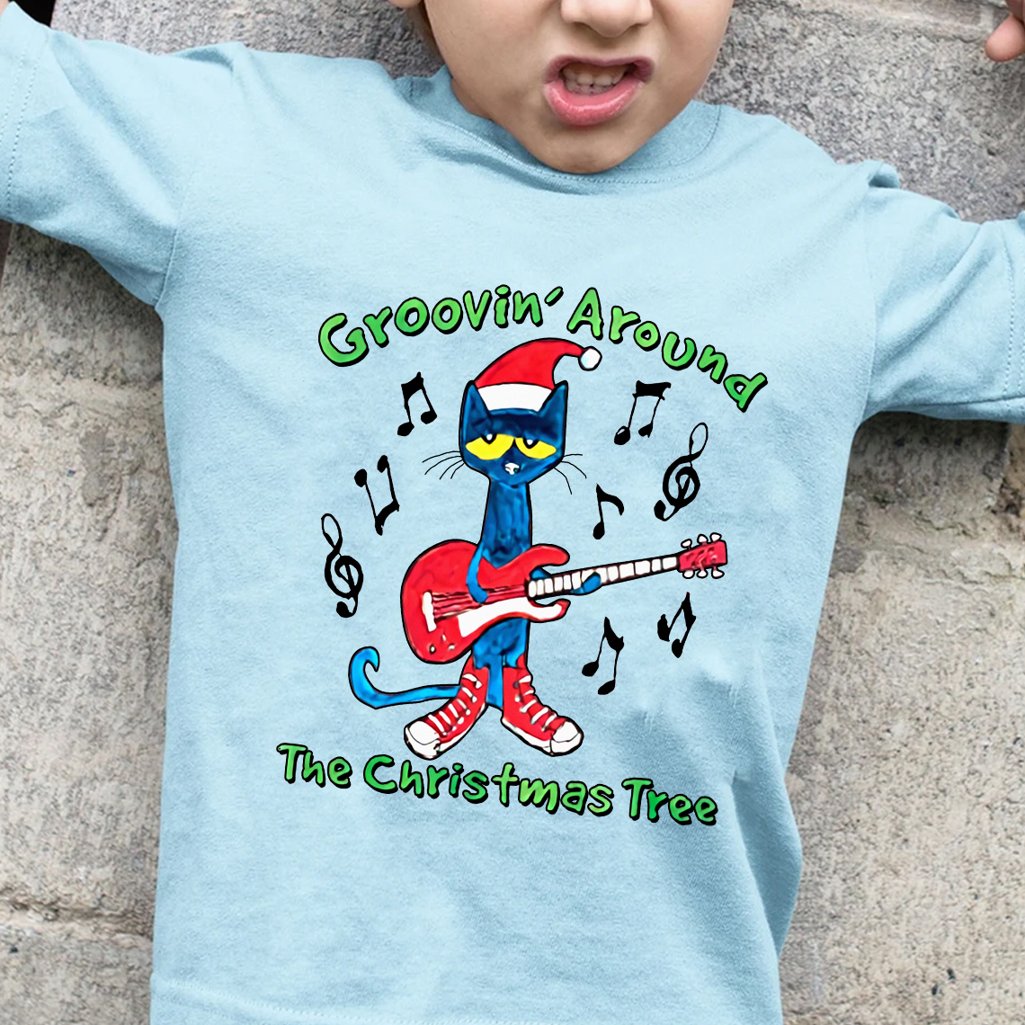 Pete The Cat Guitar Groovin Around The Christmas Tree Shirt, Groovy Christmas Shirt, Tis The Season Shirt, Gifts For Teacher