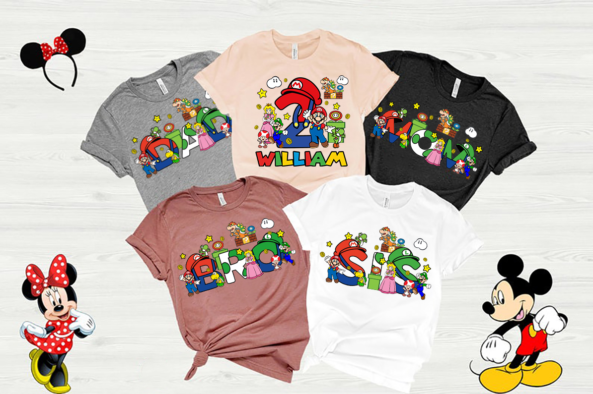 Custom Super Mario Birthday Shirt, Super Mario Family T-Shirts, Custom Birthday Shirt, Super Mario Family Custom Shirts, Super Mario Shirt