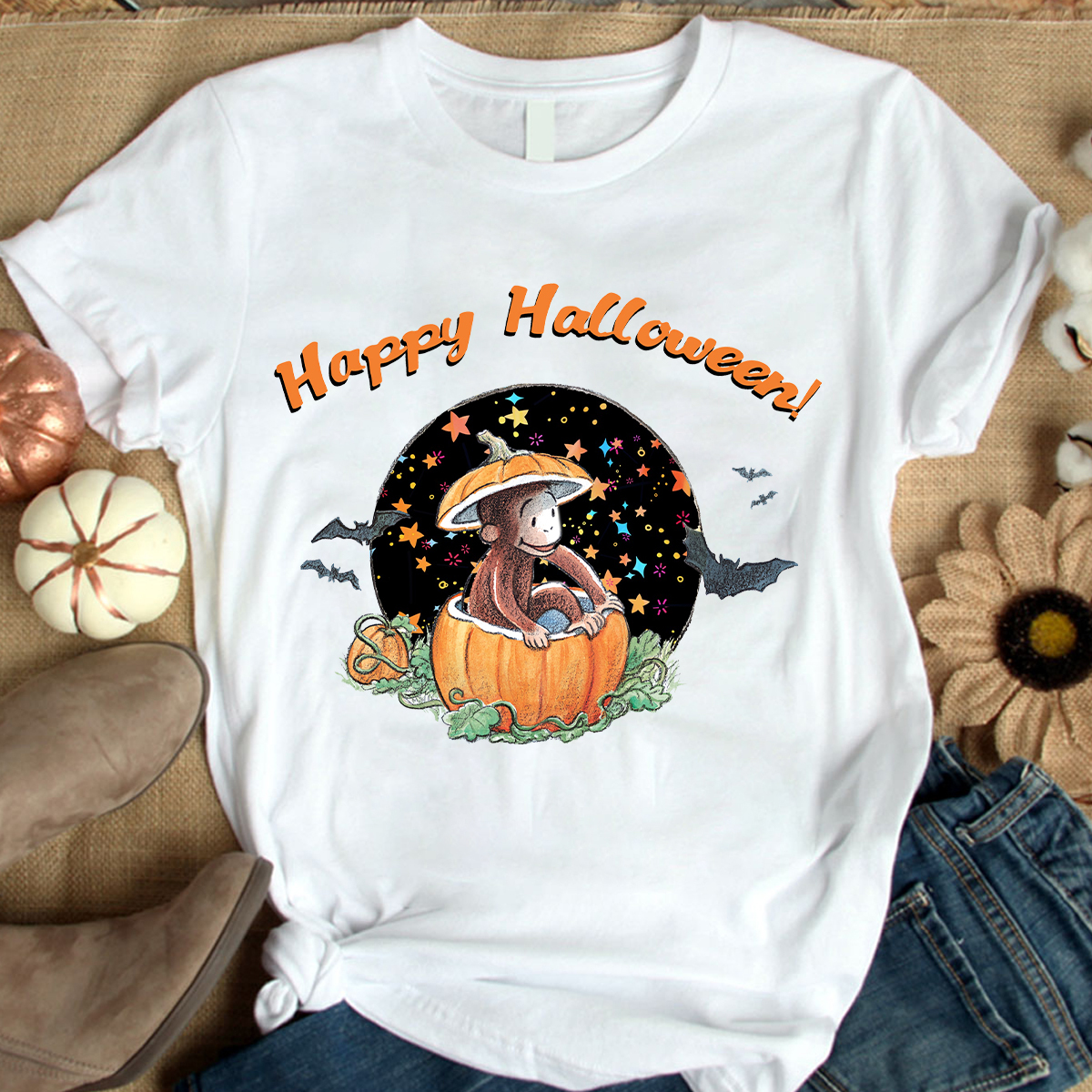 Curious George halloween Fall Shirt, Curious George Halloween Boo Shirt, Curious George Birthday Fan Shirt For Kids, Monkey Shirt