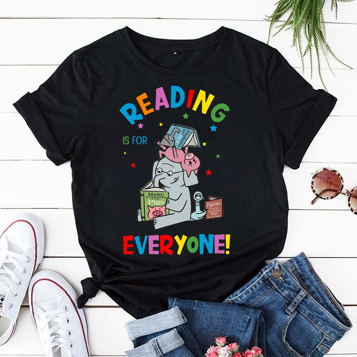 Reading Is For Everyone Piggie Gerald Pigeon Shirt, Piggie Gerald Pigeon Shirt, First Day At Class Tee,Its A Good Day To Read