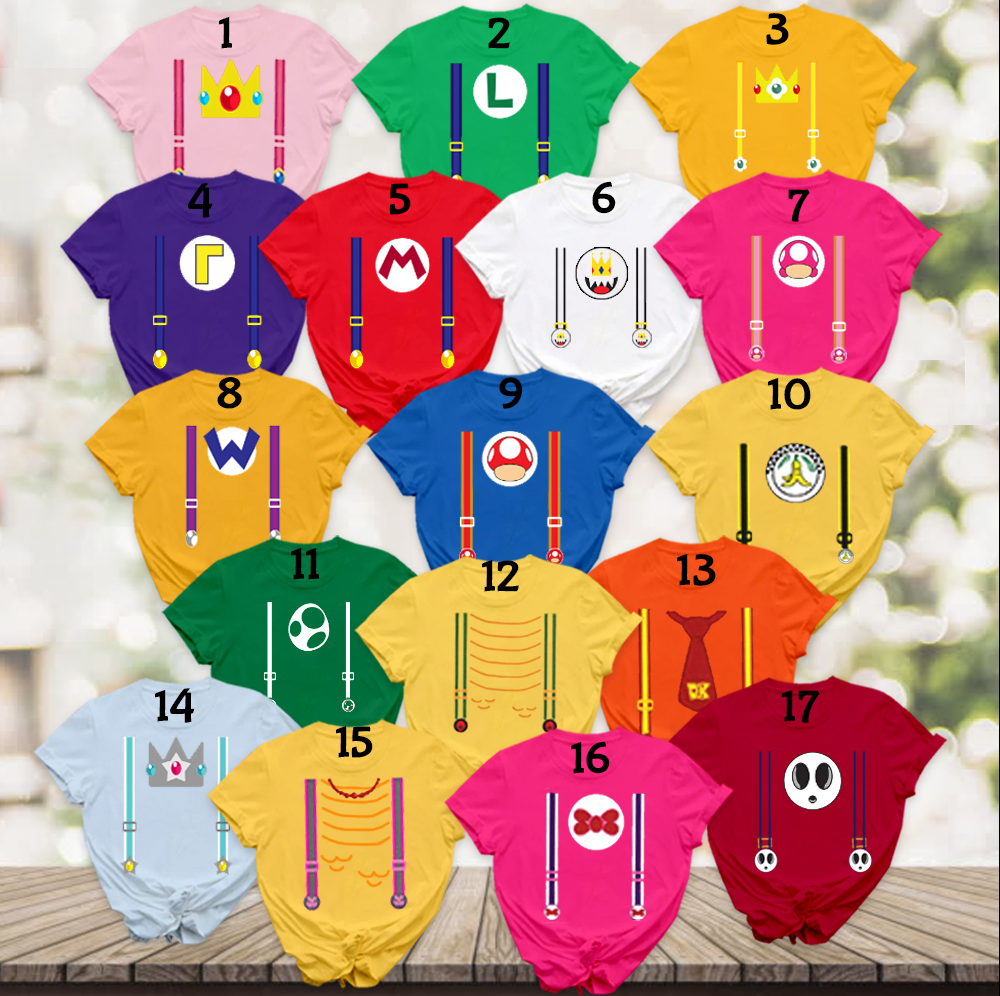 Super Mario Family Matching Costumes, Matching Game T-Shirt, Halloween Family Shirt, Game Series And Friends Inspired Costumes